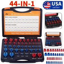 44pcs Inch & Metric Set Nut & Bolt Thread Checker Identifier Thread Gauges Box