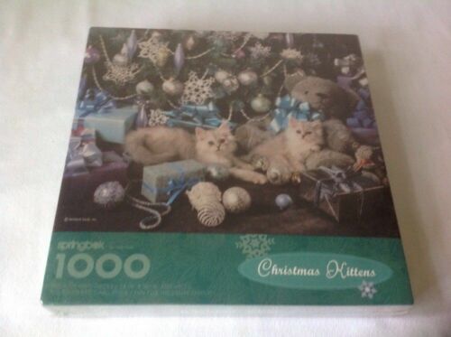 New Springbok CHRISTMAS KITTENS Jigsaw Puzzle 1000 Pcs XZL6164 Vintage Hallmark.