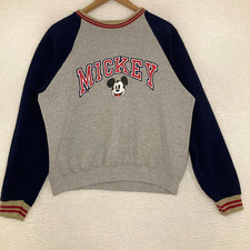 Vtg Disney Design Mickey USA Made Sweatshirt Womens M Crewneck Raglan Sleeve 90s