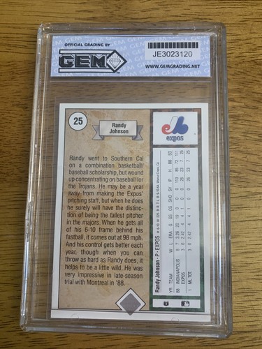 1989 upper deck rookie randy johnson gem mint 10 - Picture 2 of 2