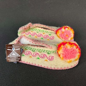 Minas Size 37 Uk 4 Traditional Greek Woolen Slippers Leather Handmade Warm