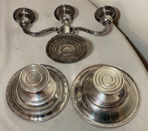 3 candelabro con patas de compota de plata esterlina plato candelabro adornado Webster - Imagen 13 de 17