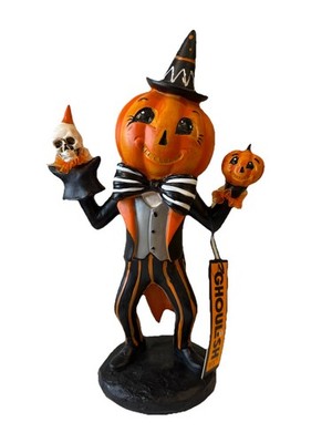 Ghoulish vintage Inspired Halloween Dapper Jack Dan Mr. Pumpkin Statue NWT 13 