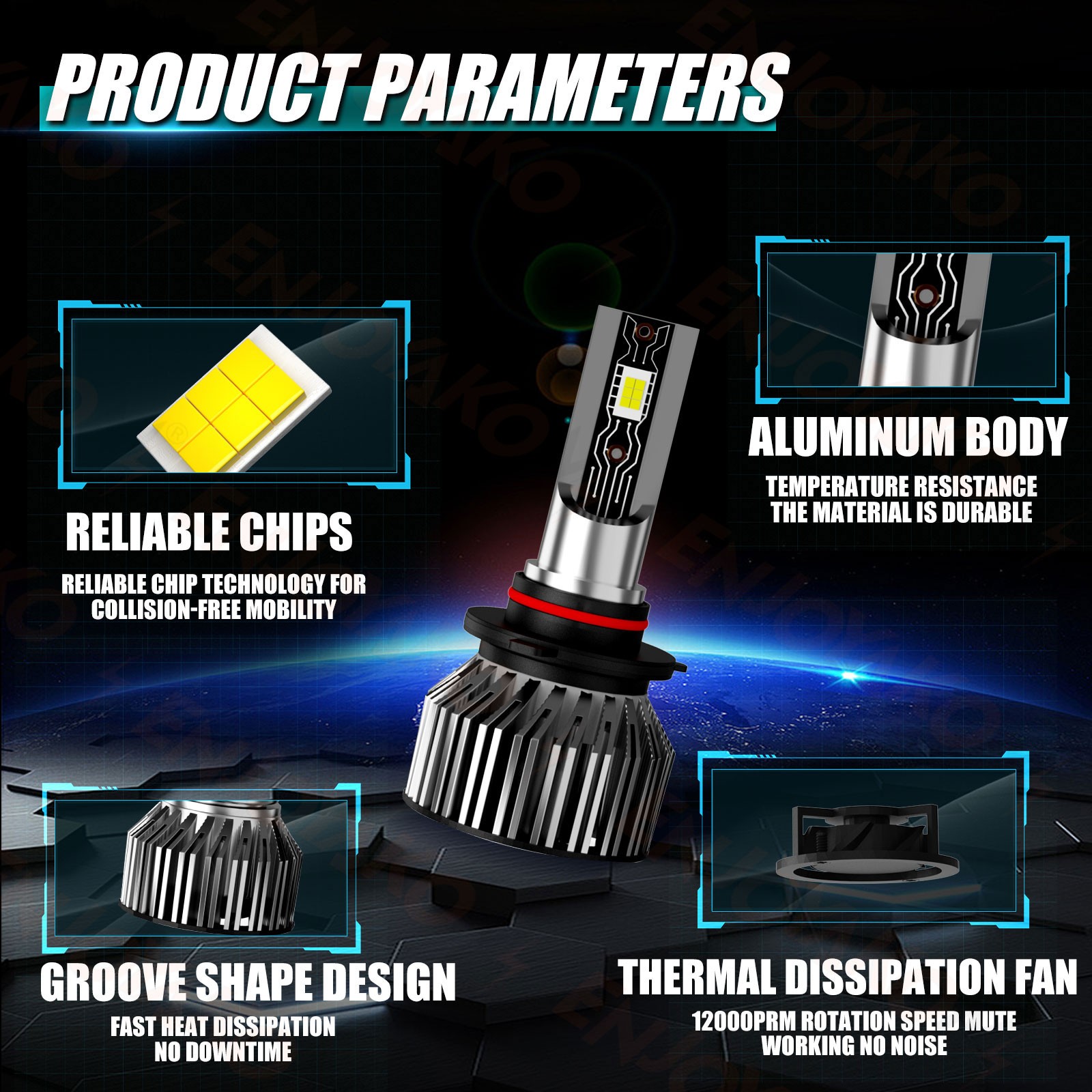 For Chevrolet Impala 2000-2005 Front LED Headlight Kit Bulbs High Low Beam 6500K