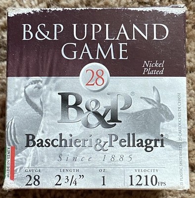 28 Gauge B & P Baschieri & Pellagri Empty Shotshell Ammo Shotgun Box Upland Game