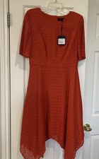 ST JOHN Evening Santana Knit Shortsleeve Dress Size 8 Orange Sheath