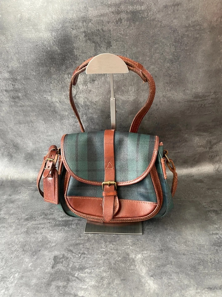 Sac en bandoulière en cuir Ralph lauren motifs tartan vintage Y2K - Photo 1/4