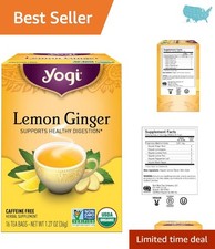 16 Count Yogi Ginger Lemon Tea Bags - Organic and , Perfect for Well-Being