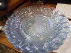 Vintage Anchor Hocking Blue Bubble Depression Glass  Soup Bowls 7.75" Set 4