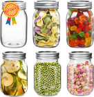 6 Pack 500ml Mason Jars Regular Mouth Glass Canning Jars with Airtight Lids