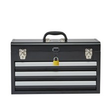 Uimoso 20.5-inch Metal Tool Box With 3 Drawers And Black Organizer