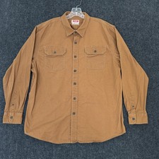Wrangler Work Shirt Men's XL Brown Flex for Comfort Twill Utility Pockets