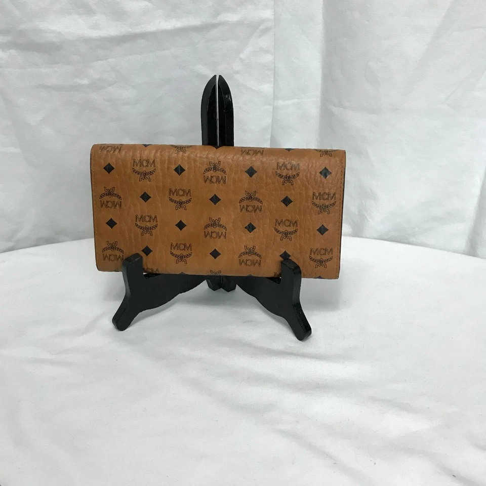 MCM Large Trifold Wallet in Visetos Original Cognac Monogram  Coated  Canvas EUC - Image 2 of 4