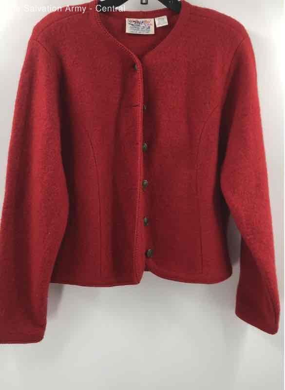 Tally Ho Womens Red Wool Long Sleeve Knitted Cardigan Sweater Size Large