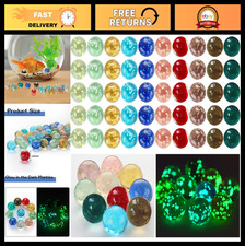 50 Glow in the Dark Handmade Glass Marbles - Colorful DIY Game Decor, 10 Color
