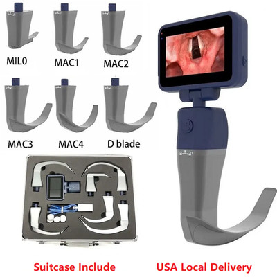 (US Delivery) Video Laryngoscope Full set (MIL0/MAC1/MAC2/MAC3/MAC4/D-Blade)