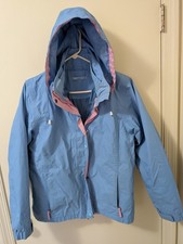 Sz 12 L Women's Blue Joules Waterproof Jacket Removable Hood