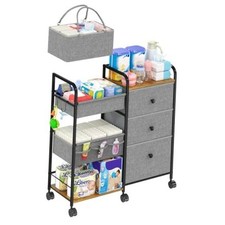 2In1 Baby Diaper Caddy Organizer and Storage, 32.48"W x 11.42"D x 33.5"H Grey