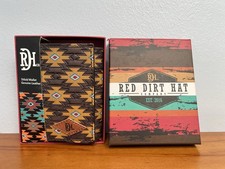 RED DIRT HAT CO NIB NWT Genuine Leather Trifold Southwest Aztec Logo Mens Walle