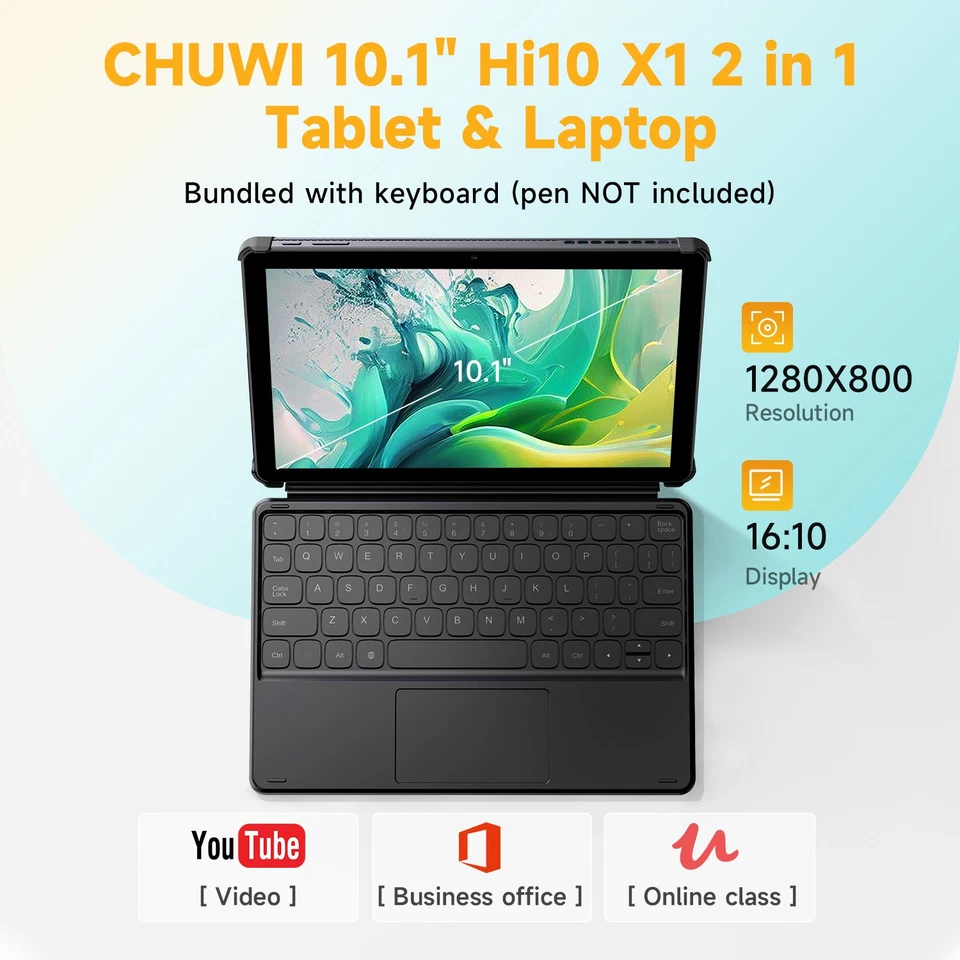 2025 CHUWI Hi10X2 3.9Ghz Intel Core i3  2 in 1 Windwos11 Tablet/Laptop 8GB 256GB - Image 2 of 4