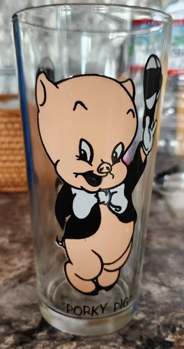 Vintage Looney Toons Federal Glass PORKY PIG Warner Bros 1973 Mint