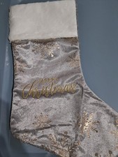 Grey And Gold Christmas Stocking