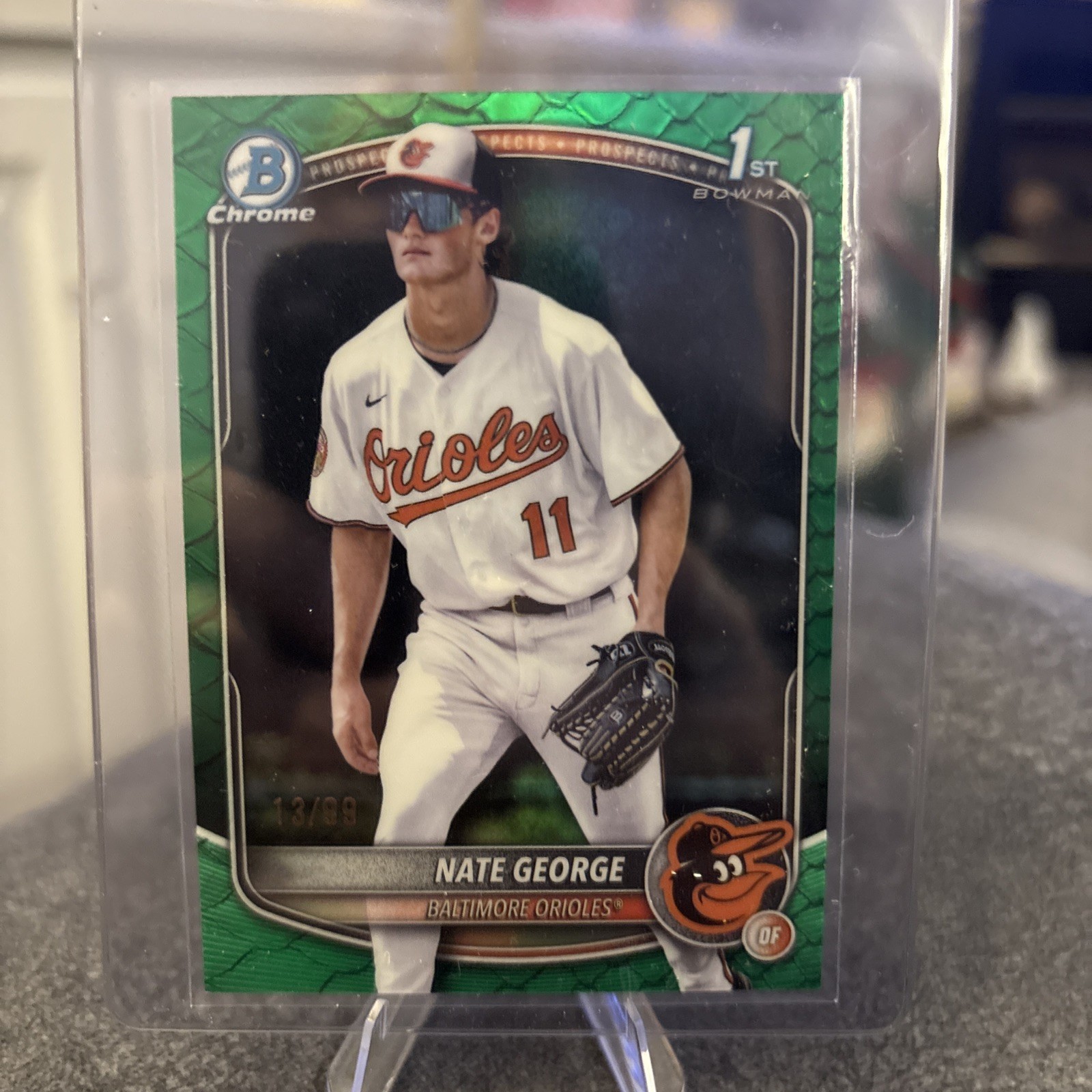 2025 Bowman Chrome - Nate George - Green Reptilian - 1st Bowman /99