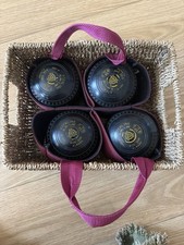 Almark Sterling Slim-Line Lawn Bowls Black Set of 4 Size 2HM with Carry Bag