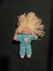 Vintage 1980s Cabbage Patch Kids Mini Doll Blue Corduroy Jump Suit Blonde Hair
