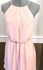 G by GUESS Blush Pink Chiffon Halter Dress Small Blouson Skater Mini Cocktail