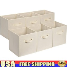 Set of Six Collapsible Fabric Storage Cubes Lightweight Bins W/ Handles New