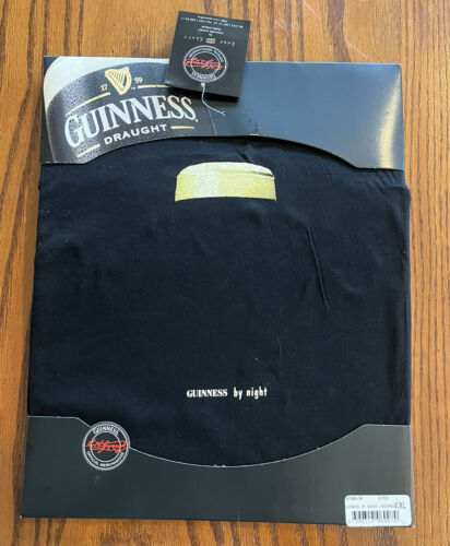 Guinness By Night Black Cotton T-Shirt XXL New In Box NOS ~ New Old Stock