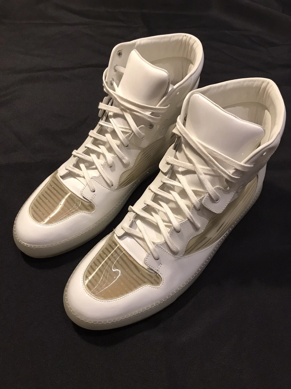 SCARPE DA GINNASTICA ALTE BALENCIAGA SEE THROUGH SIDES IN PELLE VERNICIATA 47 14 AUTENTICHE US