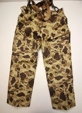 Vintage Red Head Bone Dry Rubberized Hunting Pants Mens 38 Duck Camo USA Suspend