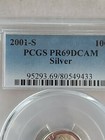 2001 S 10C Silver Roosevelt Dime PCGS PR69DCAM — photo 3