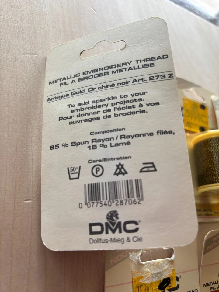 DMC Metallic Embroidery Thread LOT of 7 NIP Antique Silver Gold Multicolor - Image 4 of 4
