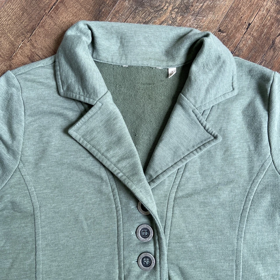 Suave envolvente | Túnica Pullover Henley Suave Mezcla Algodón Verde Salvia Pequeña Foto 3 de 4