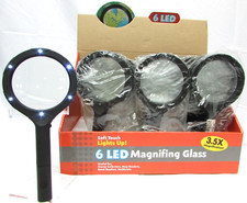 BOX OF 15 Brookshire Bros Handheld 3.5X Magnifying Glass w 6 LED Lights #85084