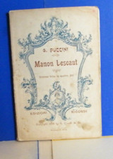 LIBRETTO D' OPERA MANON LESCAUT -PUCCINI - ED. RICORDI ANNO 1894 - 2° EDIZIONE
