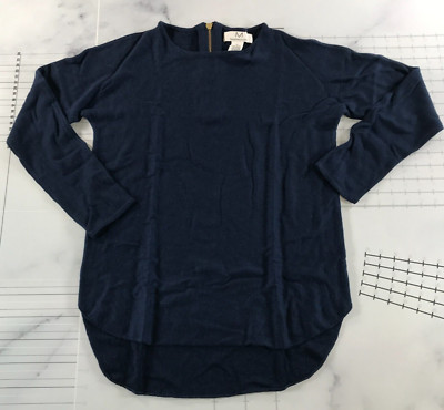 M Von Magaschoni Top Damen Klein Marineblau Langarm Rückenreißverschluss Lang
