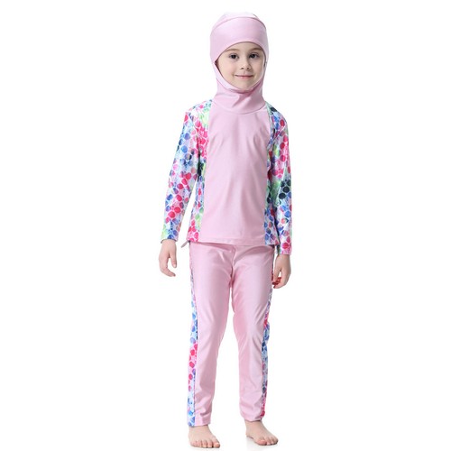 Muslim Kids Girls Swimwear Full Cover Swimsuit Modest Islamic Burkini Beachwear - Picture 4 of 46