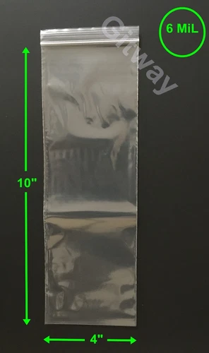 4" x 10" Heavy Duty 6 MIL Resealable Zip Top Lock 4x10" FDA Clear Plastic Bags