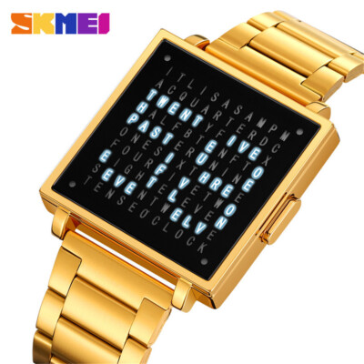 SKMEI Men's Digital Sport Watch  Big LED Numeral Stainless Steel Wristwatch