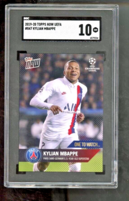 Carte Kylian Mbappé PSA 10 – Topps Chrome UEFA Réfracteur Bleu /150 – PSG 2019-20