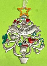 Ganz EX15586 Merry Christmas Grandpa Pewter Tree Ornament Christmas Holidays