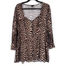Torrid Womens Animal Print Scoop Neck Button-...