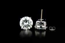 Round 925 Sterling Silver Push Back Stud Earrings with Sparkling CZ White Stones