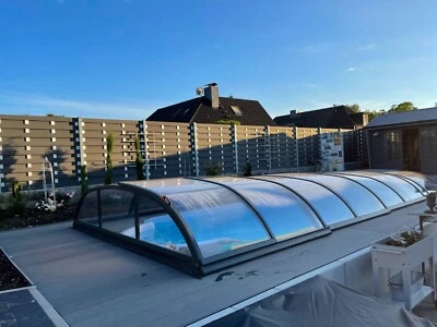 Gfk Schwimmbecken mit Überdachung, 10,30x3,65x1,50 Pool Poolhalle Einbaubecken - Bild 1 von 4
