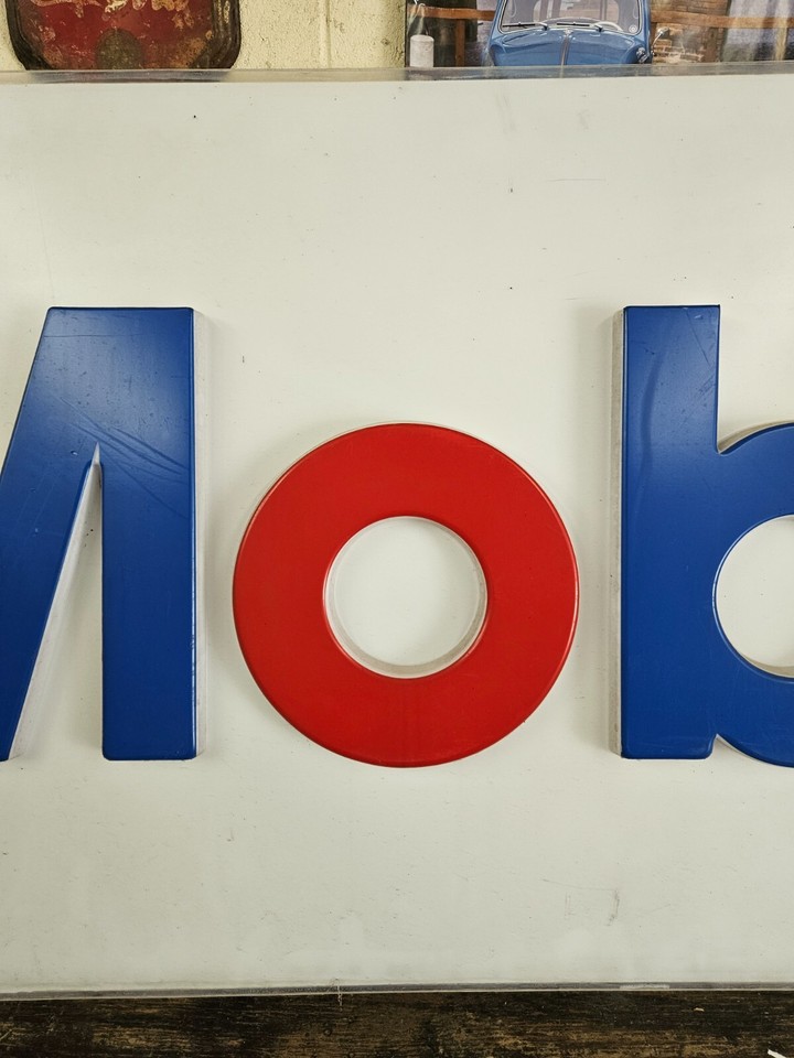 XLARGE Vintage Mobile Gas Station Sign Oil Company Advertisement eBay