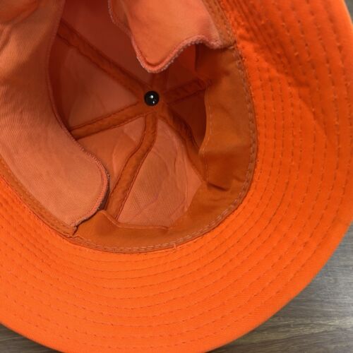 Vintage 80's Blaze Orange Camo Bucket Hat Hunting Men's Medium 